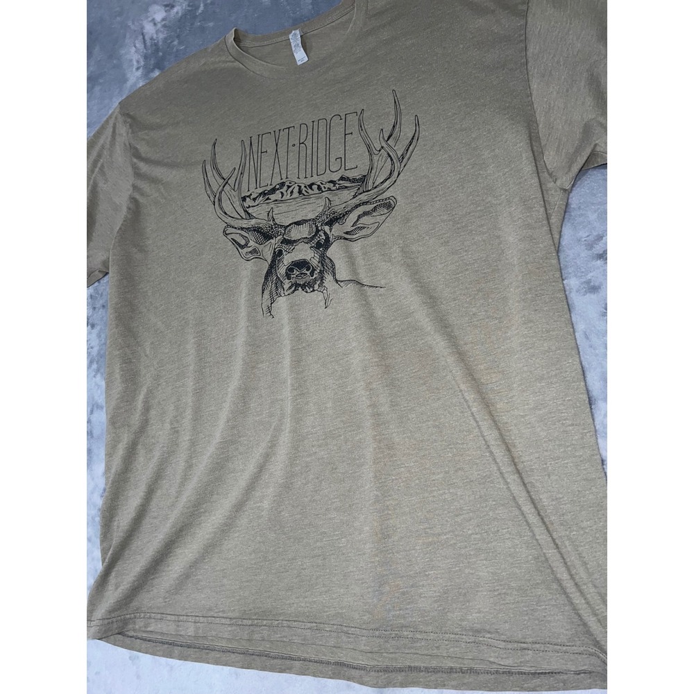 Next Ridge Mens XXL Mule Deer Mountain Graphic T-Shirt Tan Heather Short Sleeve